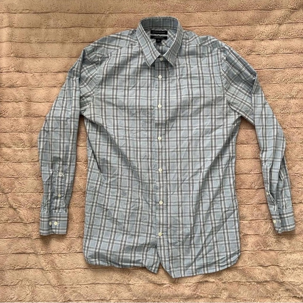 Banana Republic Tailored Slim Fit Plaid Shirt - LightgreyBlue‎ - L
